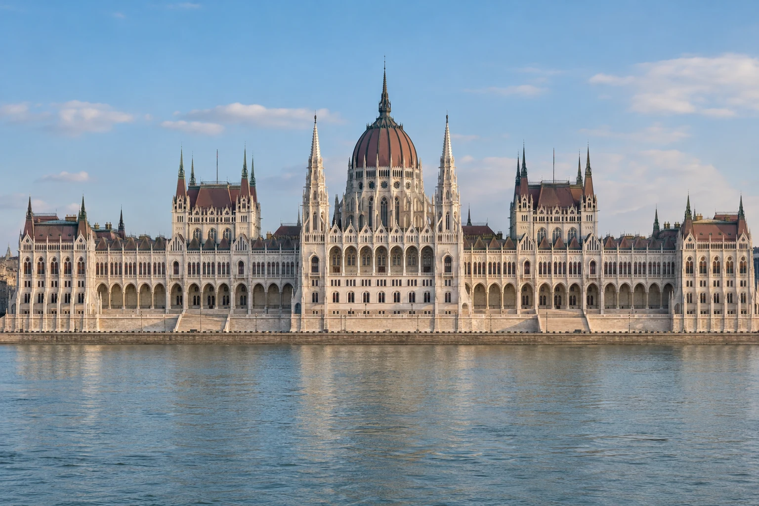 A budapesti Országház épülete a Duna felől